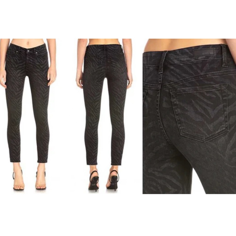 Miss Me Black Zebra Safari Life Ankle Skinny Jeans Mid-Rise 30 27L